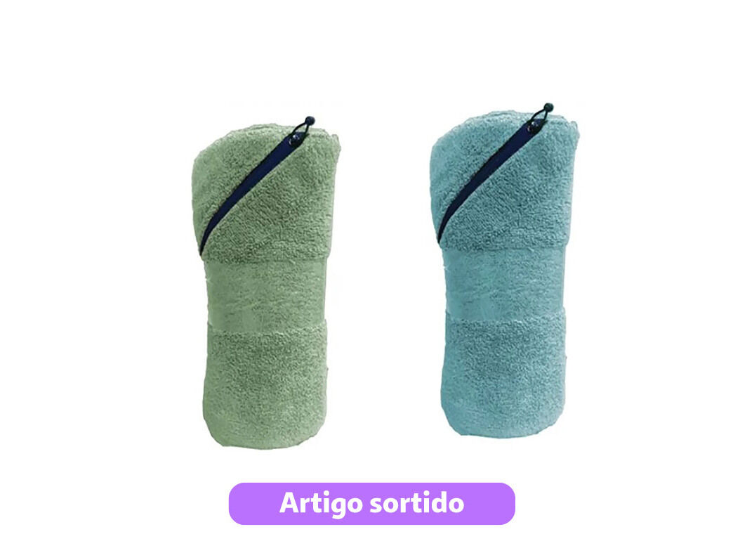 TOALHA GIN&Aacute;SIO COM BOLSO FECHO ZIP 400G 50X90CM CORES SORTIDAS