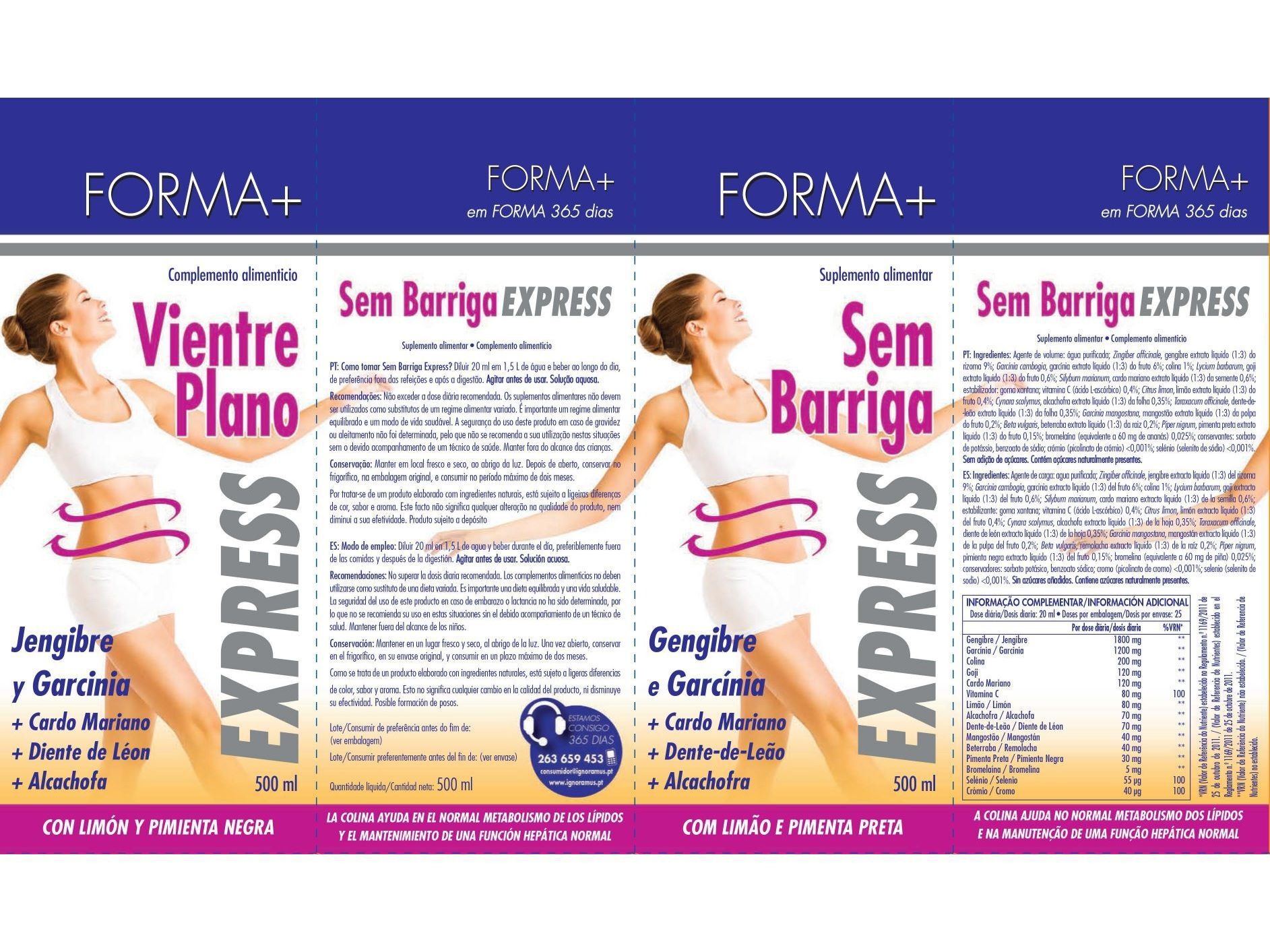 SUPLEMENTO FORMA+ SEM BARRIGA EXPRESS 500ML image number 1