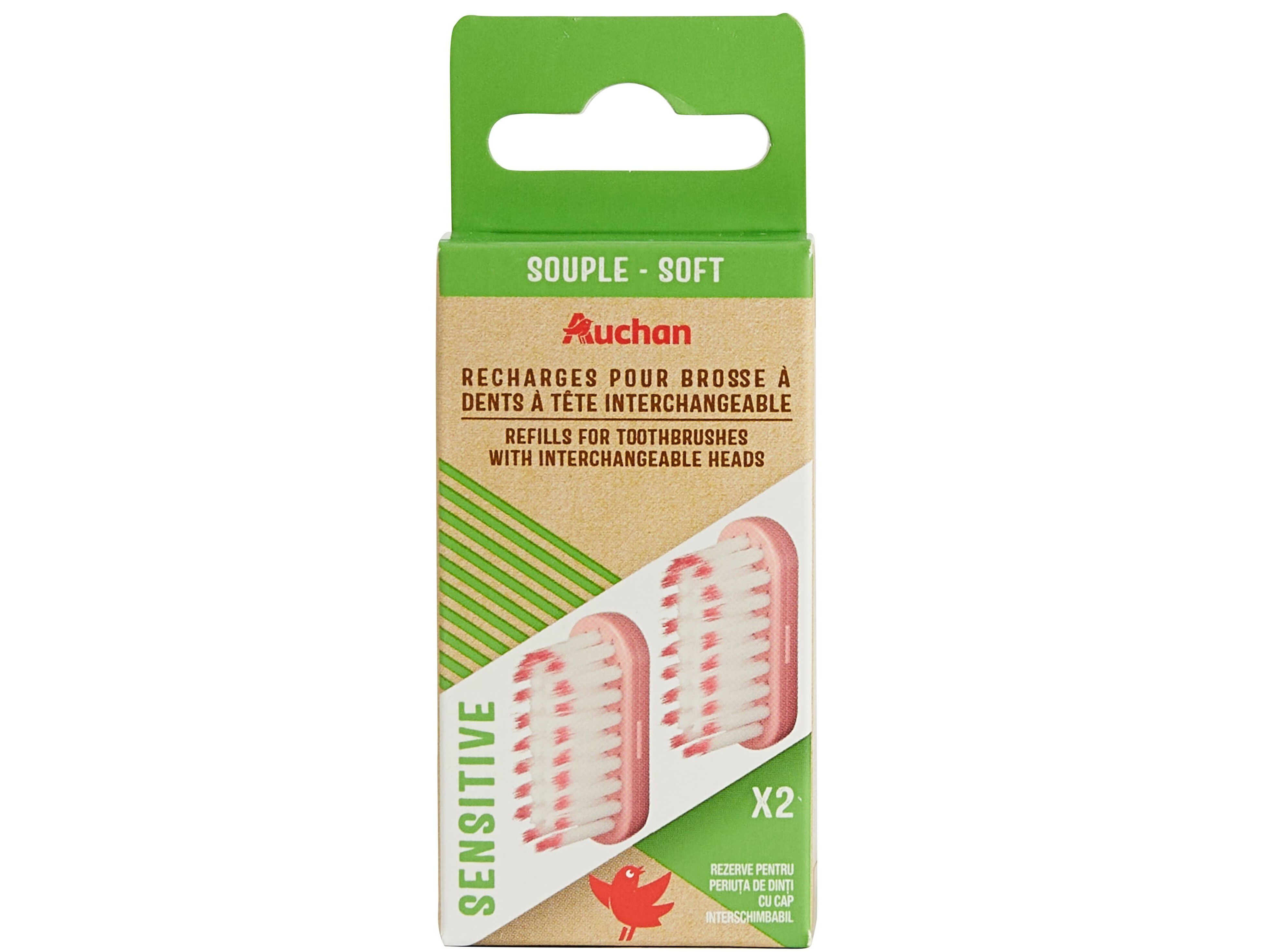 RECARGA ESCOVA DENTES AUCHAN CABE&Ccedil;A TROC&Aacute;VEL SENS&Iacute;VEL SUAVE 2UN image number 0