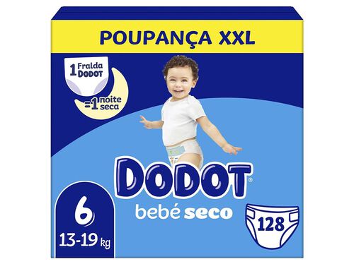 Fraldas Bebé-Seco Dodot T6 13-18Kg 128 un (Box XXL)
