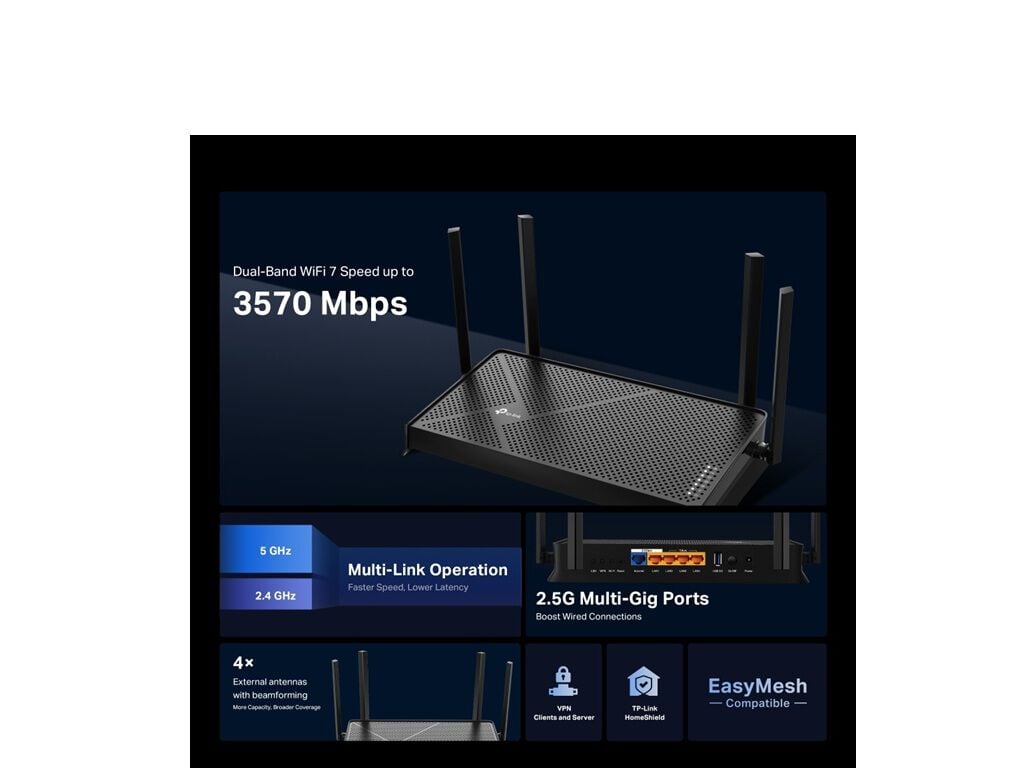 ROUTER TP-LINK ARCHER BE230 WI-FI 7 image number 2