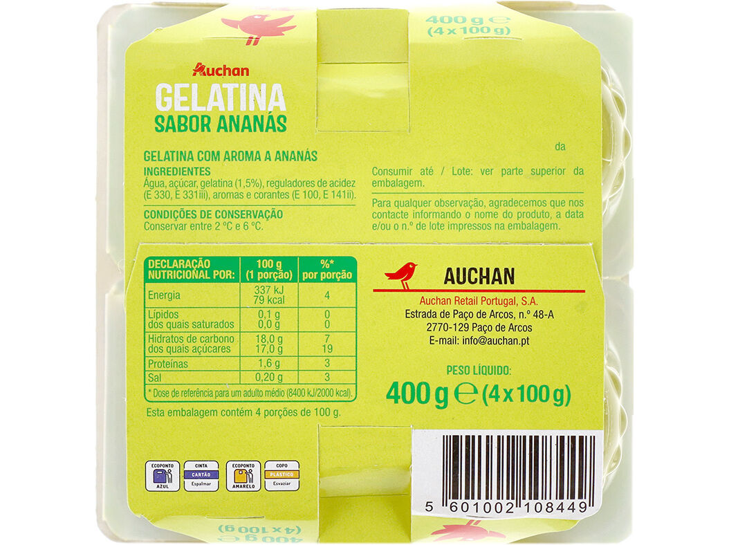 GELATINA AUCHAN ANAN&Aacute;S 4X100G image number 2