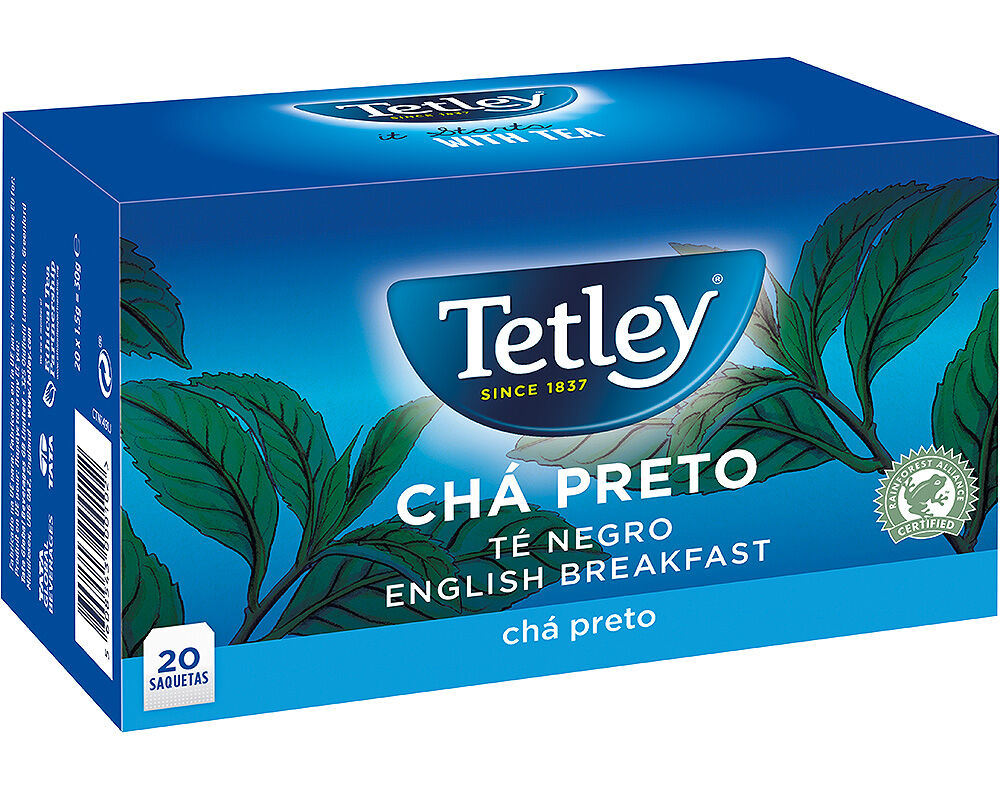 CH&Aacute; TETLEY PRETO 20 SAQUETAS