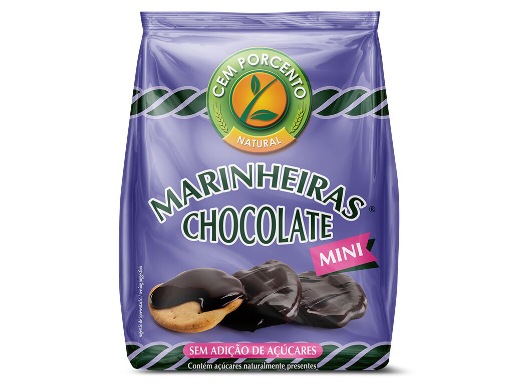 BOLACHAS CEM PORCENTO MINI MARINHEIRAS CHOCOLATE 50 G image number 0