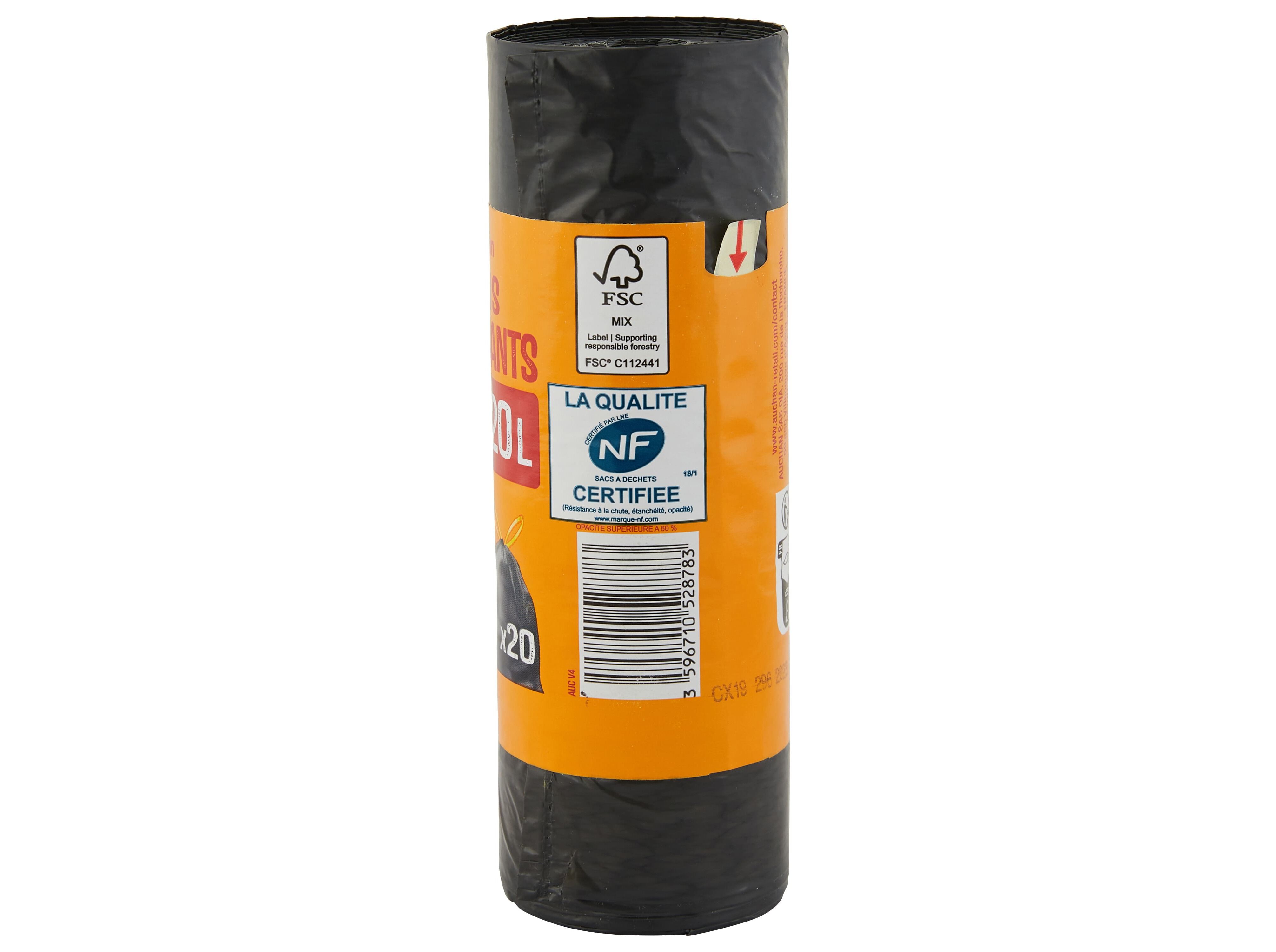 SACO DE LIXO AUCHAN FECHO F&Aacute;CIL 20L 100% RECICLADOS 20UN image number 2