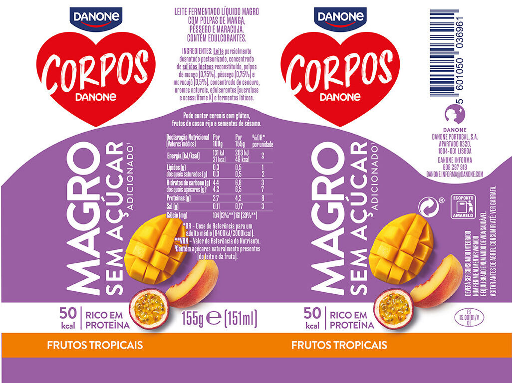 IOGURTE MAGRO CORPOS DANONE FRUTOS TROPICAIS 4X155G image number 1