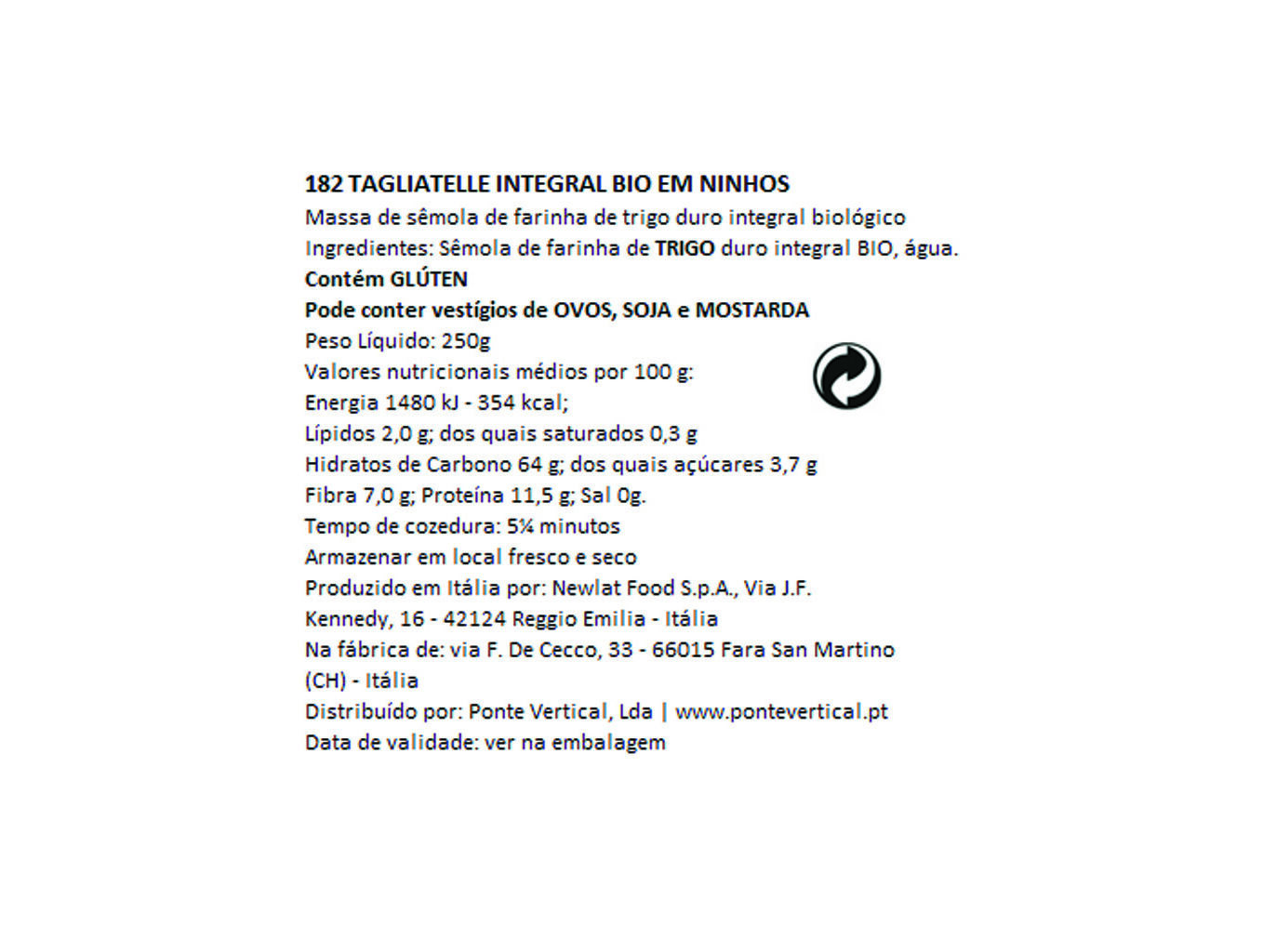 TAGLIATELLE DELVERDE NIDO INTEGRAL BIO 250G image number 1
