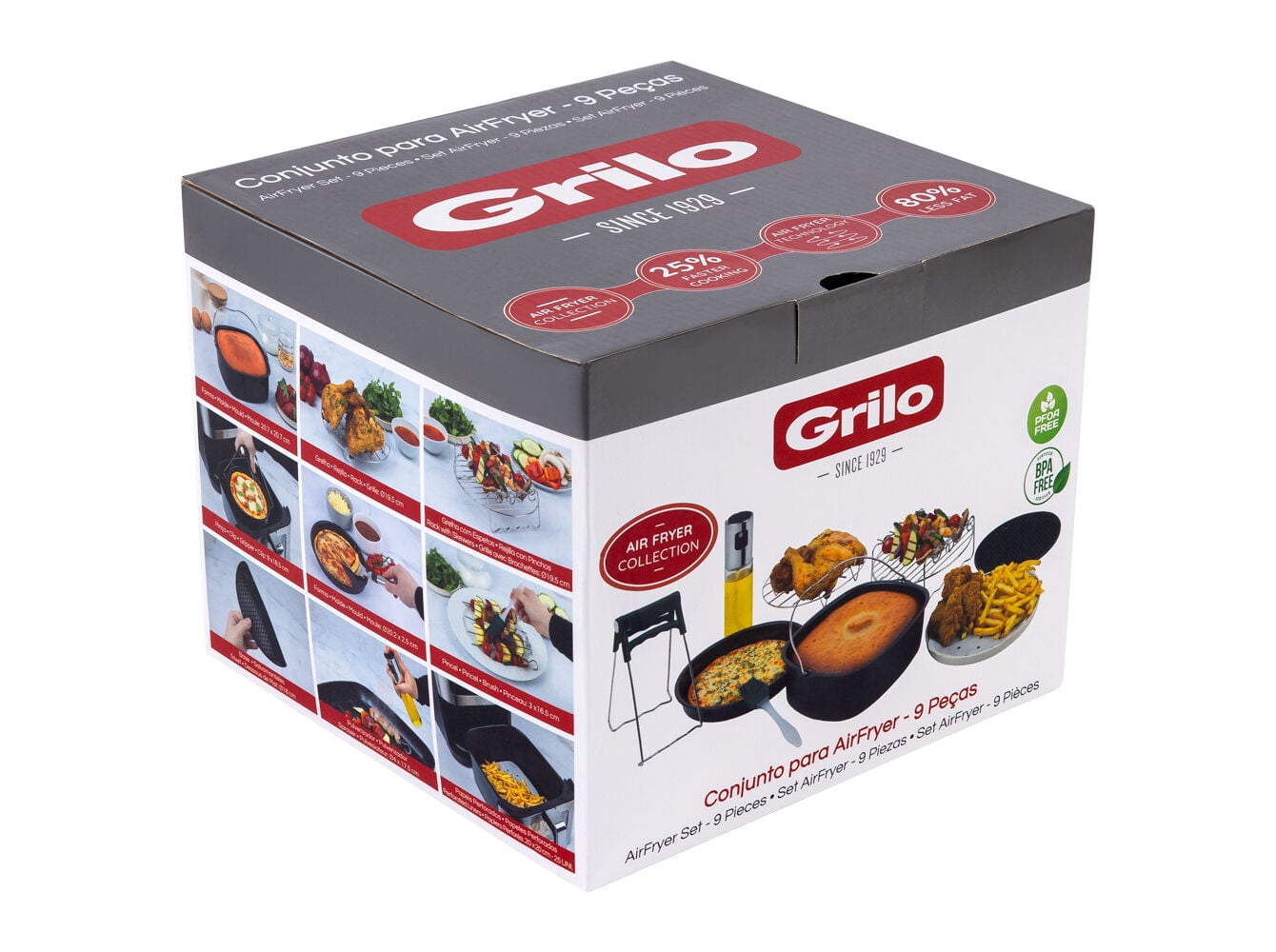 CONJUNTO DE ACESS&Oacute;RIOS PARA AIRFRYER PRETO GRILO 9 PE&Ccedil;AS