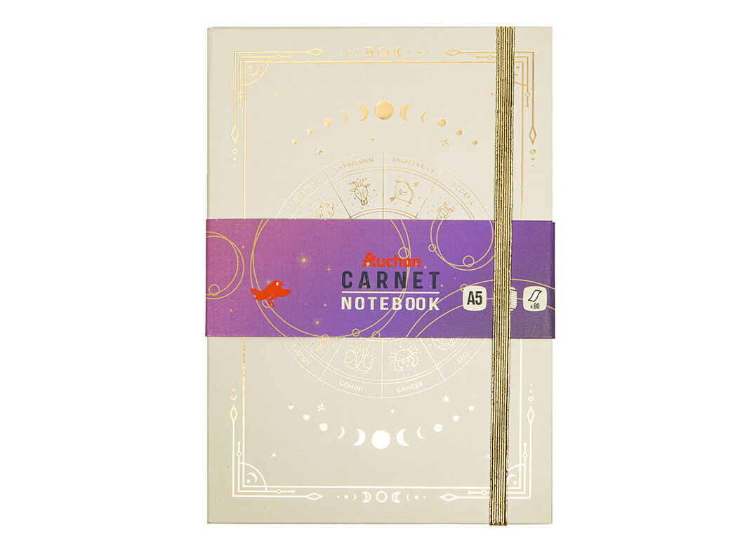 CADERNO A5 AUCHAN LINHAS GOLD ASTRO 80F