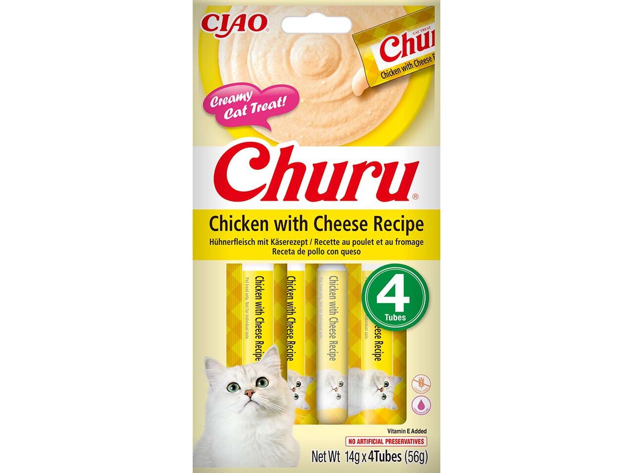 SNACK PARA GATO CIAO CHURU FRANGO QUEIJO 4X14G image number 0
