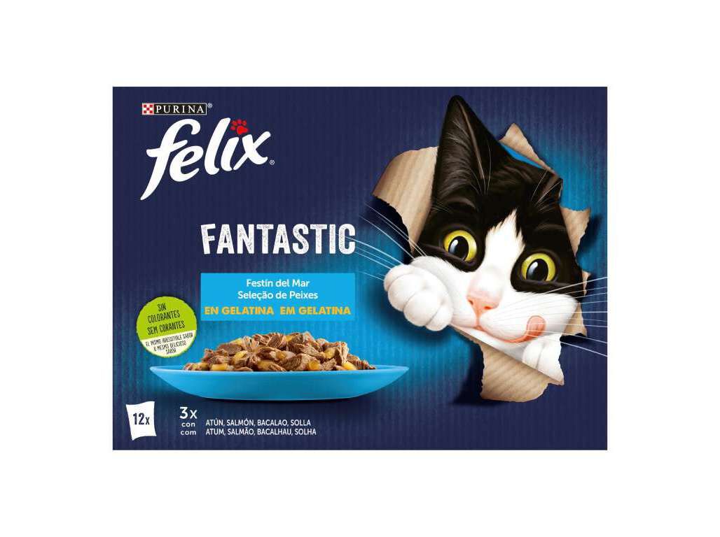 COMIDA H&Uacute;MIDA PARA GATO FELIX FANTASTIC PEIXE 12X85G image number 1