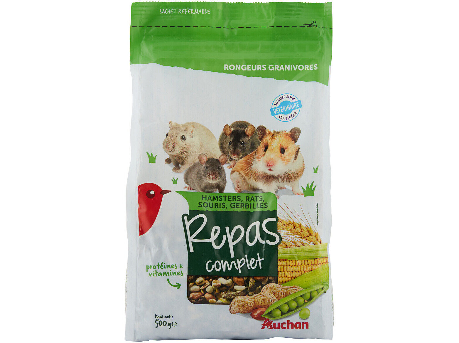 COMIDA PARA ROEDORES AUCHAN MENU COMPLETO 500G