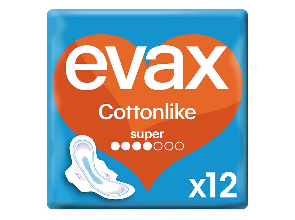 Pensos Higiénicos Cottonlike Super Plus Com Abas Evax 12 un