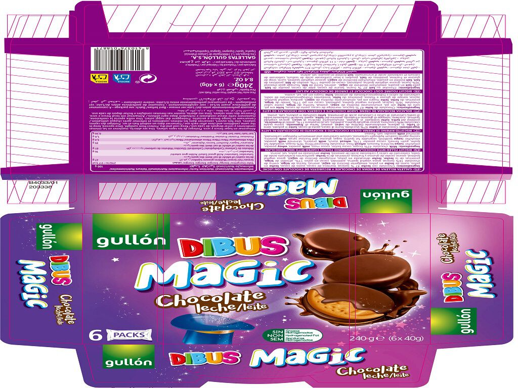 BOLACHAS GULLON COBERTURA CHOCOLATE MAGIC 6X40G image number 1