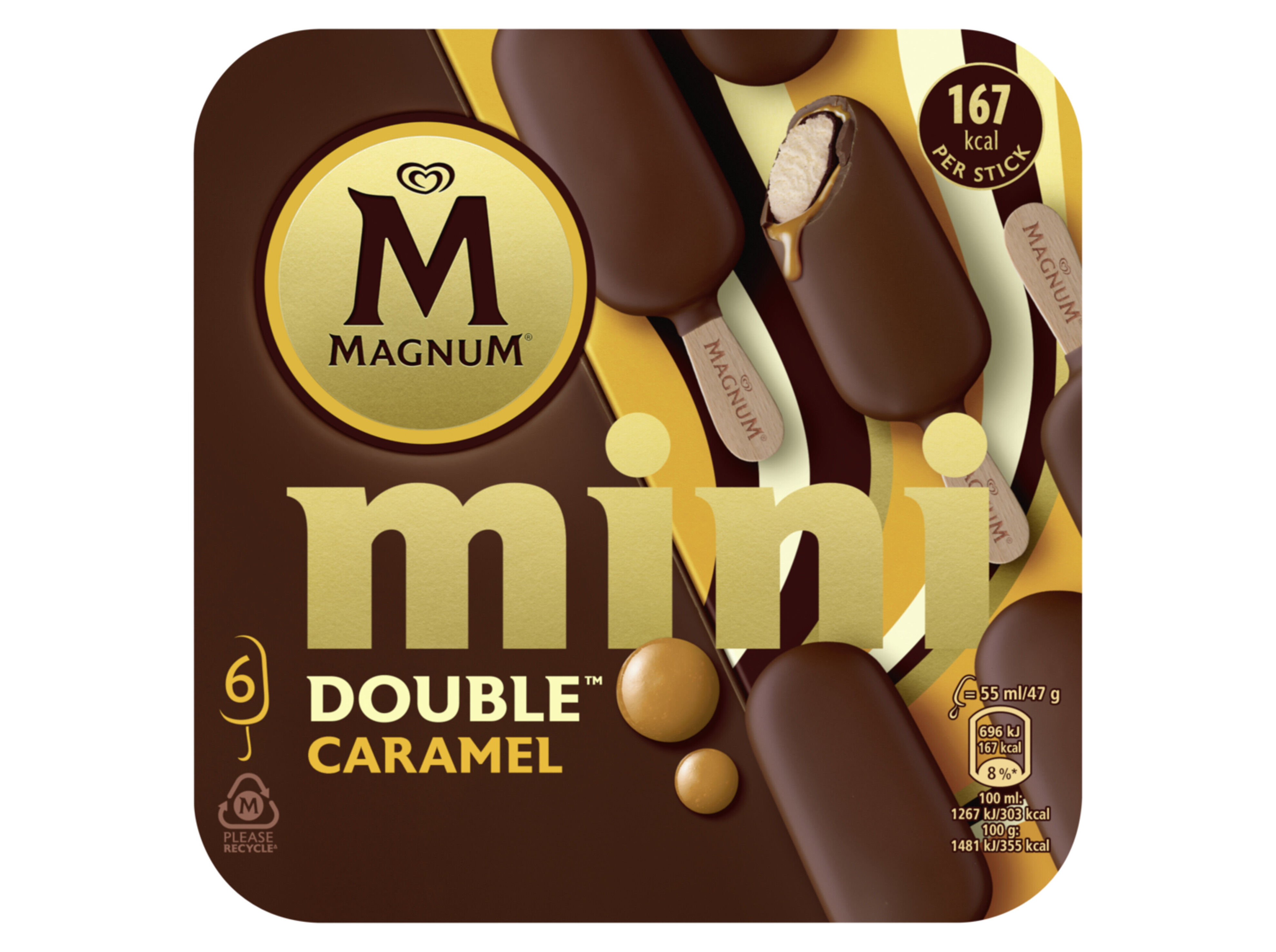 GELADO MAGNUM MULTIPACK MINI DOUBLE CARAMELO 6X60ML image number 0