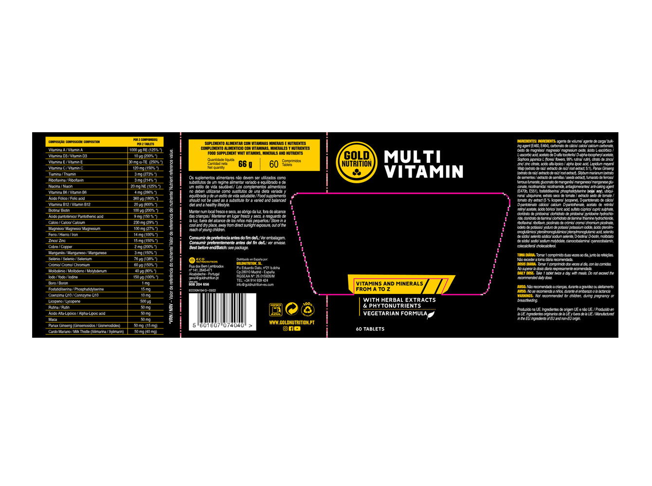 SUPLEMENTO GOLDNUTRITION MULTIVITAMIN 60 CAPS image number 2