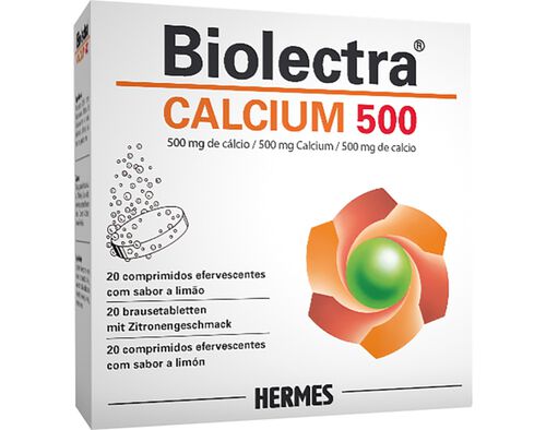 SUPLEMENTO BIOLECTRA CALCIUM 500 20 COMPRIMIDOS EFERVECENTES image number 0