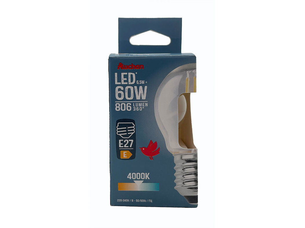 L&Acirc;MPADA LED ESF&Eacute;RICA AUCHAN E27 60W LUZ BRANCA CLARA