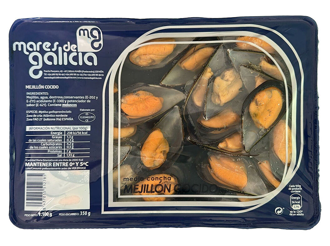 TABULEIRO MEXILH&Atilde;O MEIA CONCHA EM SALMOURA 350 GR