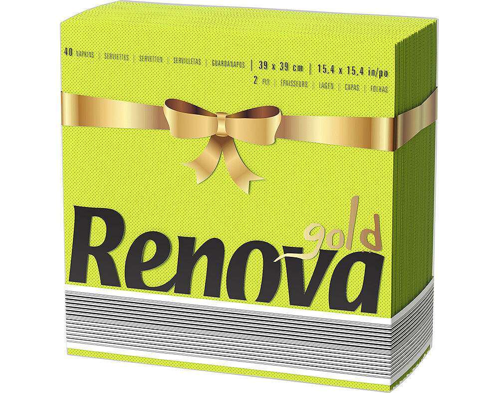 GUARDANAPOS RENOVA GOLD VERDE PACK 40 UNIDADES