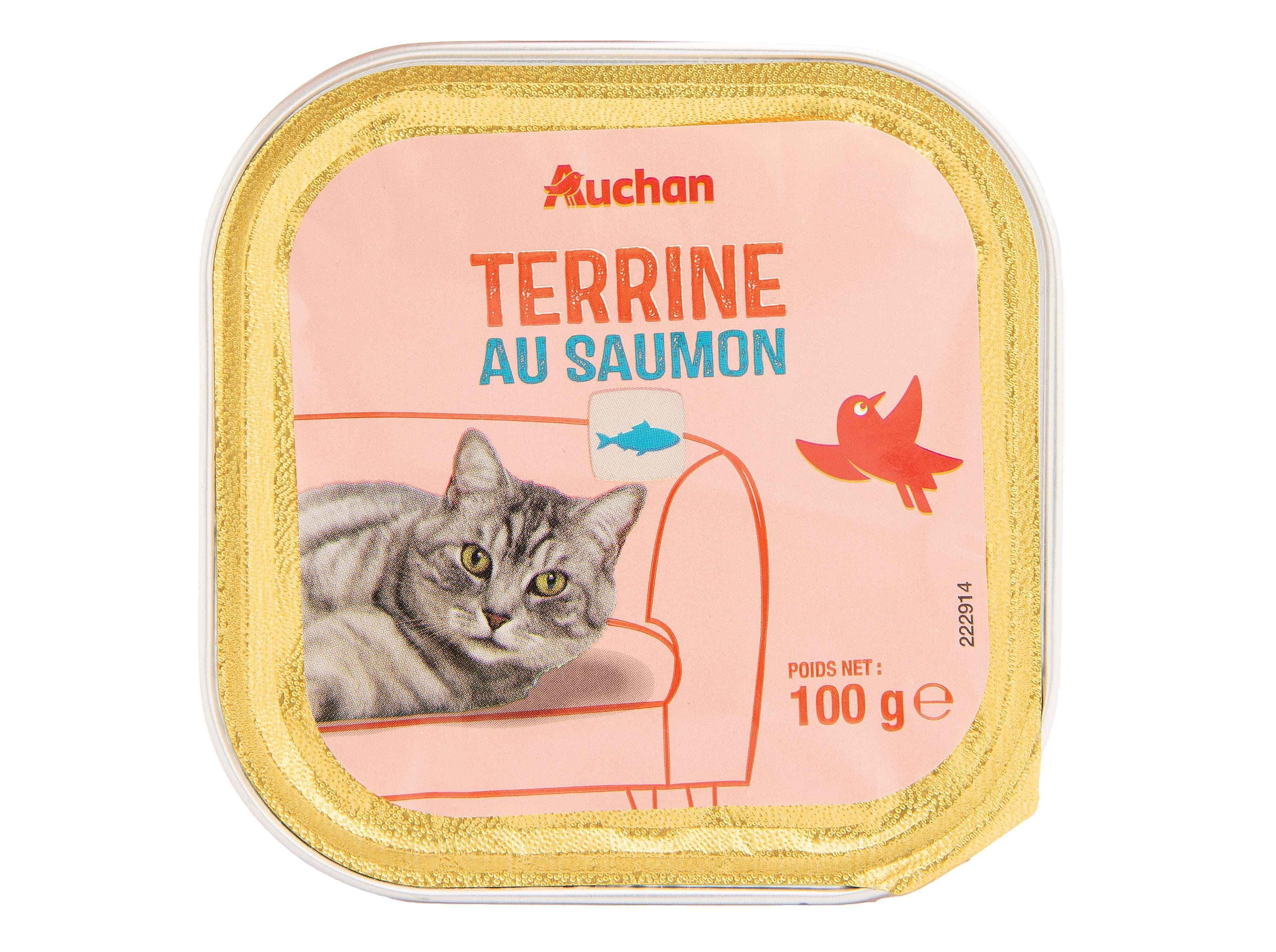 COMIDA H&Uacute;MIDA PARA GATO AUCHAN TERRINA RICO EM SALM&Atilde;O 100G