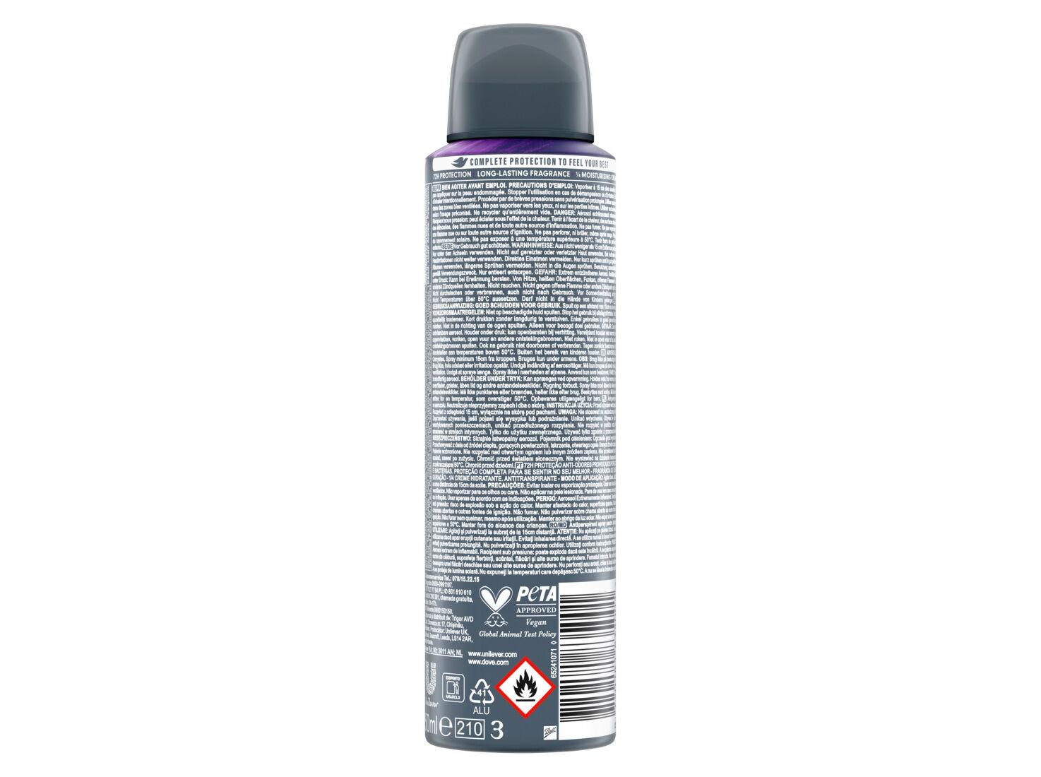 DEOS SPRAY DOVE MEN TOTAL COMFORT 72H 150ML image number 2