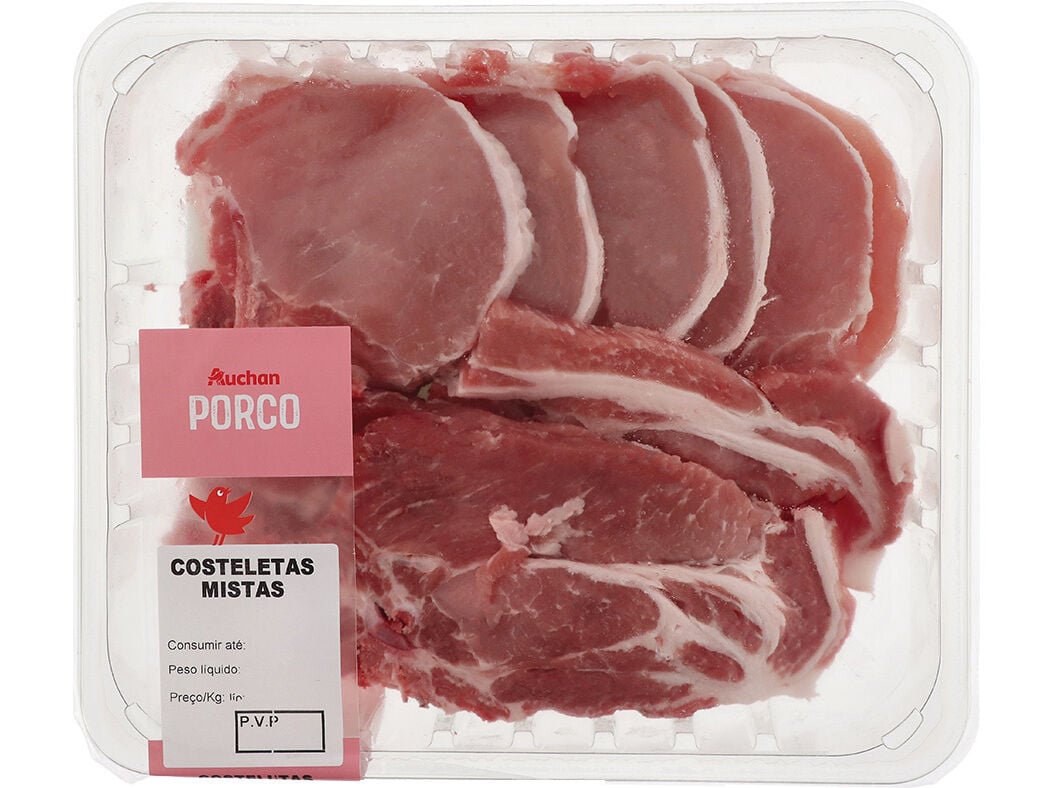 COSTELETAS MISTAS DE PORCO EMBALAGEM FAMILIAR AUCHAN KG