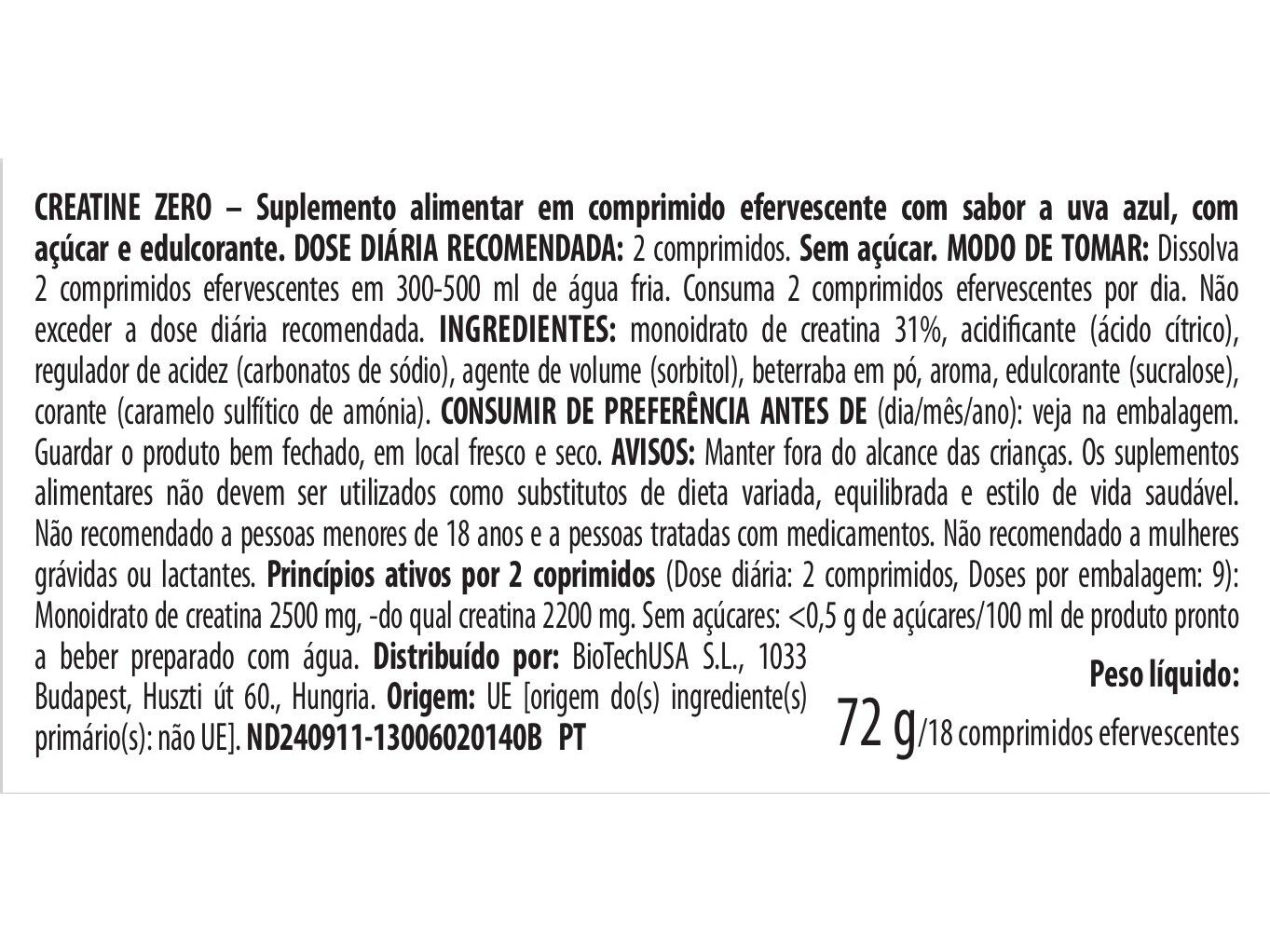 CREATINA EFEVERSCENTE BIOTECH UVA 18 CAP image number 1