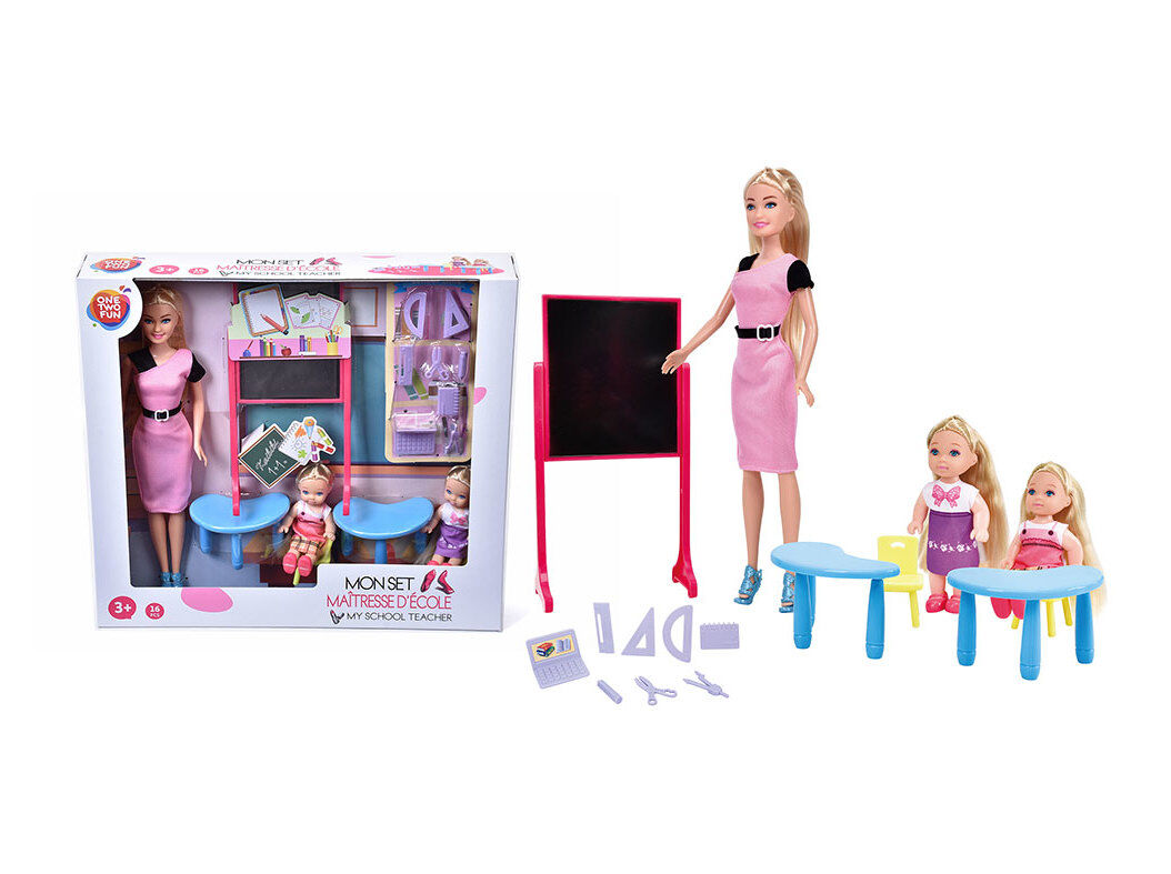 SET DE BONECA ONE TWO FUN PROFESSORA COM SALA DE AULA image number 0