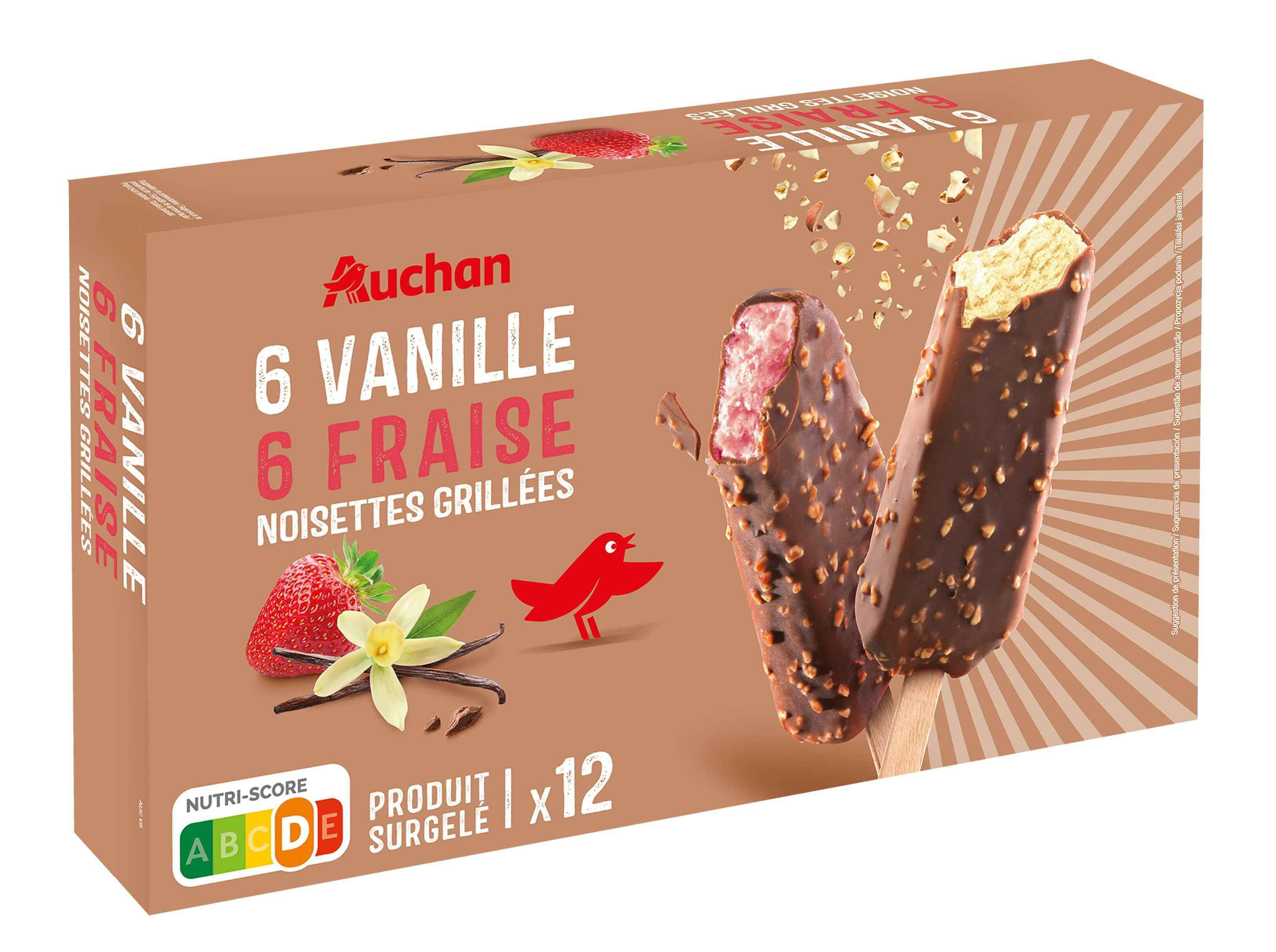GELADO PALITO AUCHAN BAUNILHA MORANGO 12X60ML image number 1