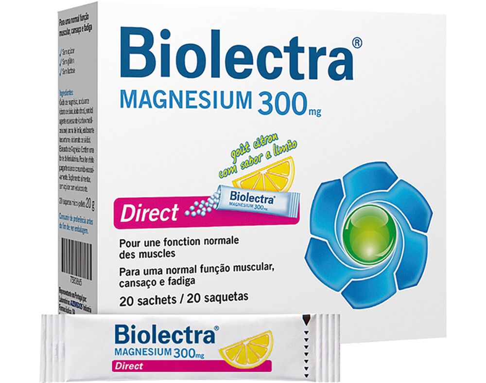SUPLEMENTO BIOLECTRA MAGNESIUM 300 DIRECT 20 SAQUETAS image number 0