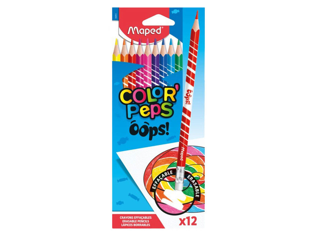 lápis de cor apagáveis maped oops 12 unidades