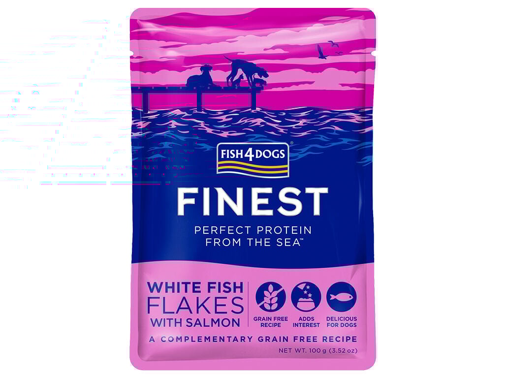 COMIDA H&Uacute;MIDA C&Atilde;O FISH4DOGS PEIXE BRANCO/SALM&Atilde;O 100G image number 0