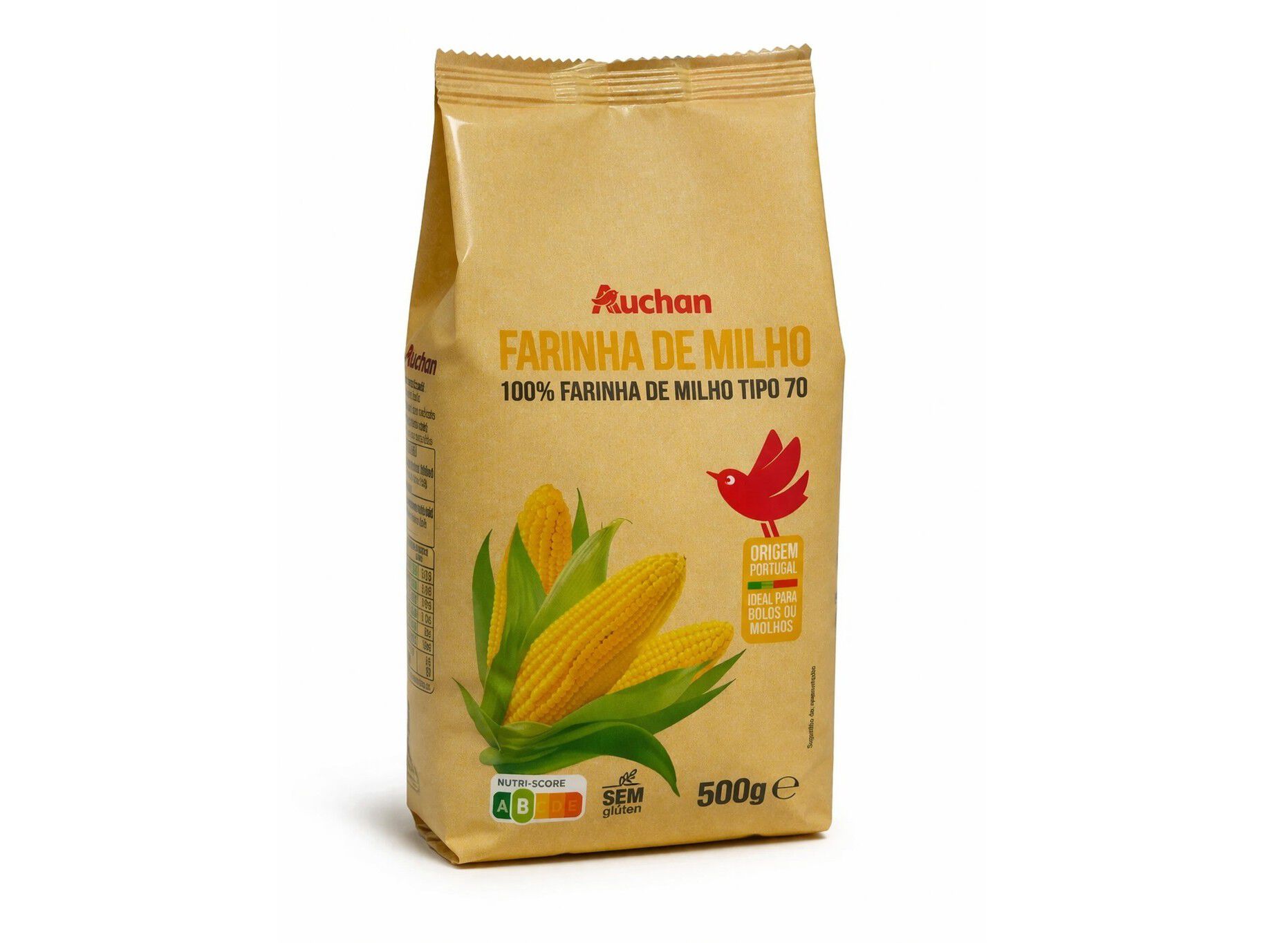 FARINHA DE MILHO AUCHAN SEM GL&Uacute;TEN 500G