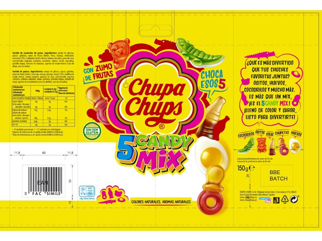 GOMAS CHUPA CHUPS 5 JELLY MIX 150 image number 1