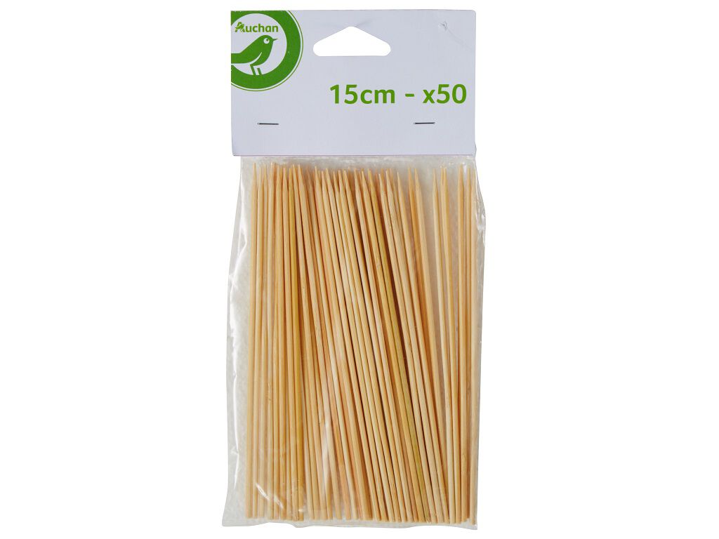 ESPETOS EM MADEIRA AUCHAN 15CM PACK 50 UNIDADES