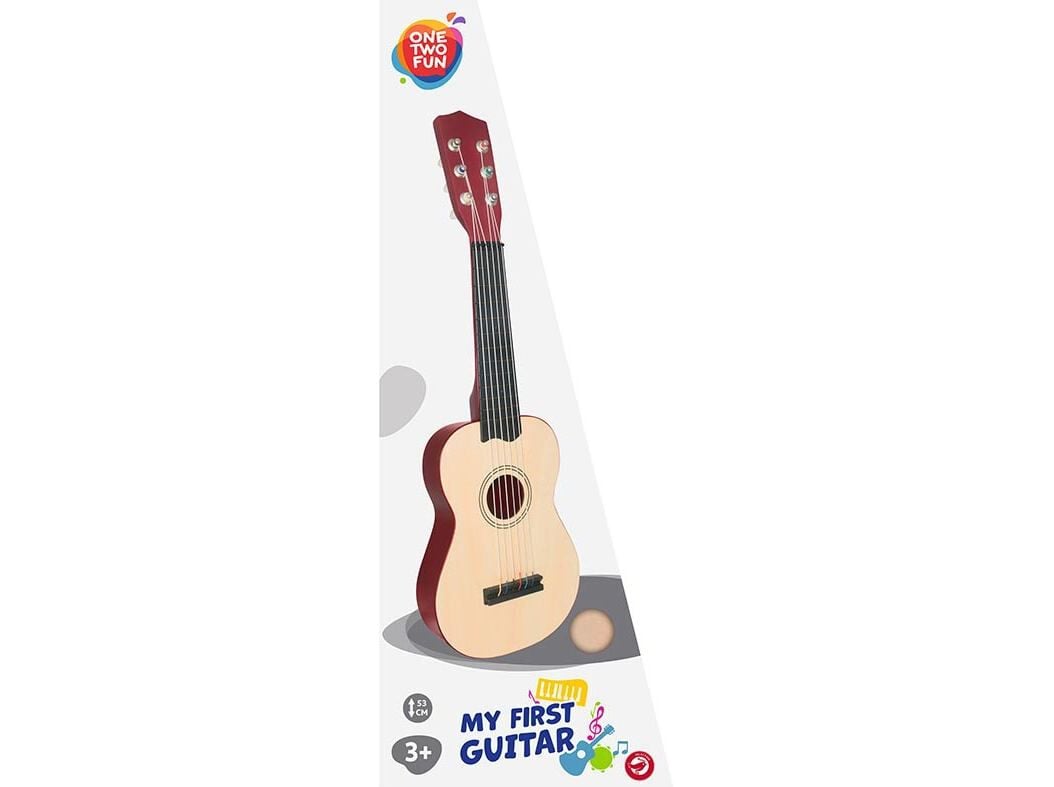 A MINHA PRIMEIRA GUITARRA ONE TWO FUN COR NATURAL 53.4CM