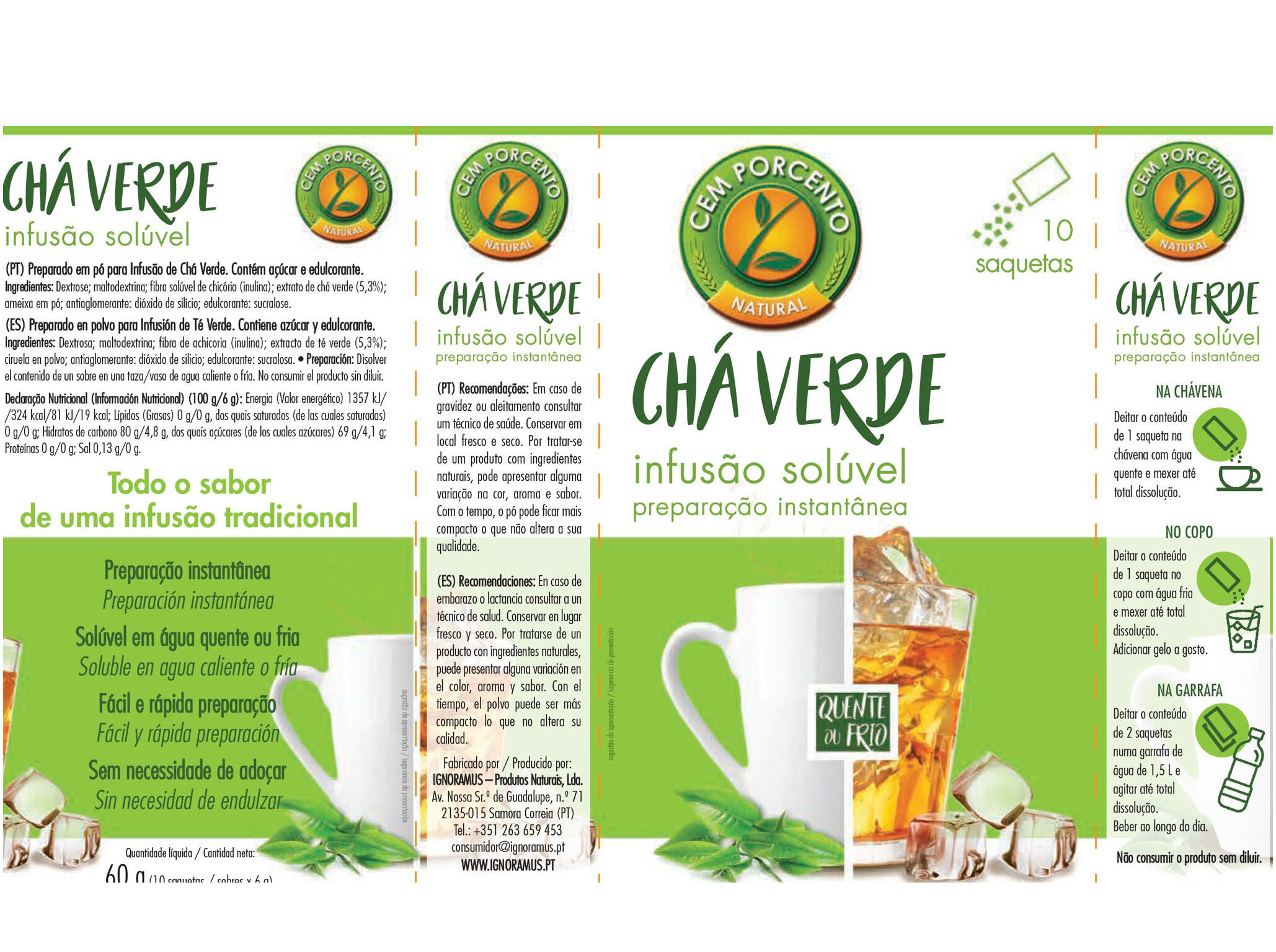 CH&Aacute; CEM PORCENTO VERDE 10 SAQUETAS image number 1