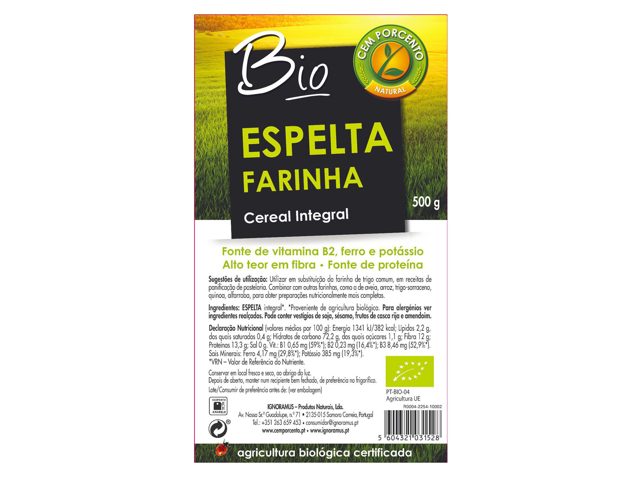 FARINHA CEM PORCENTO ESPELTA INTEGRAL BIO 500G image number 1