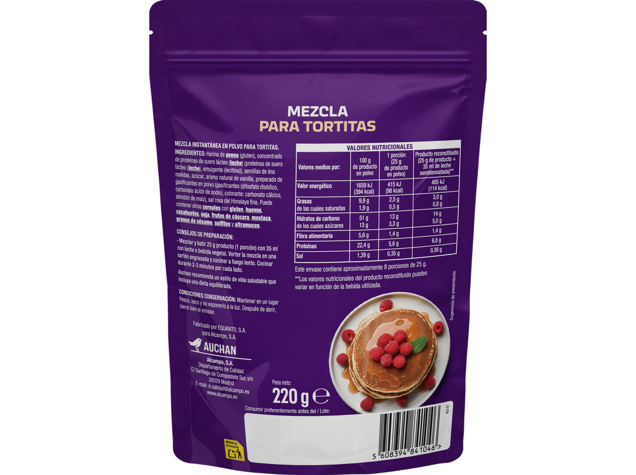PREPARADO PARA PANQUECA AUCHAN EAT'N MOVE PROTEINS EM P&Oacute; 220G image number 2