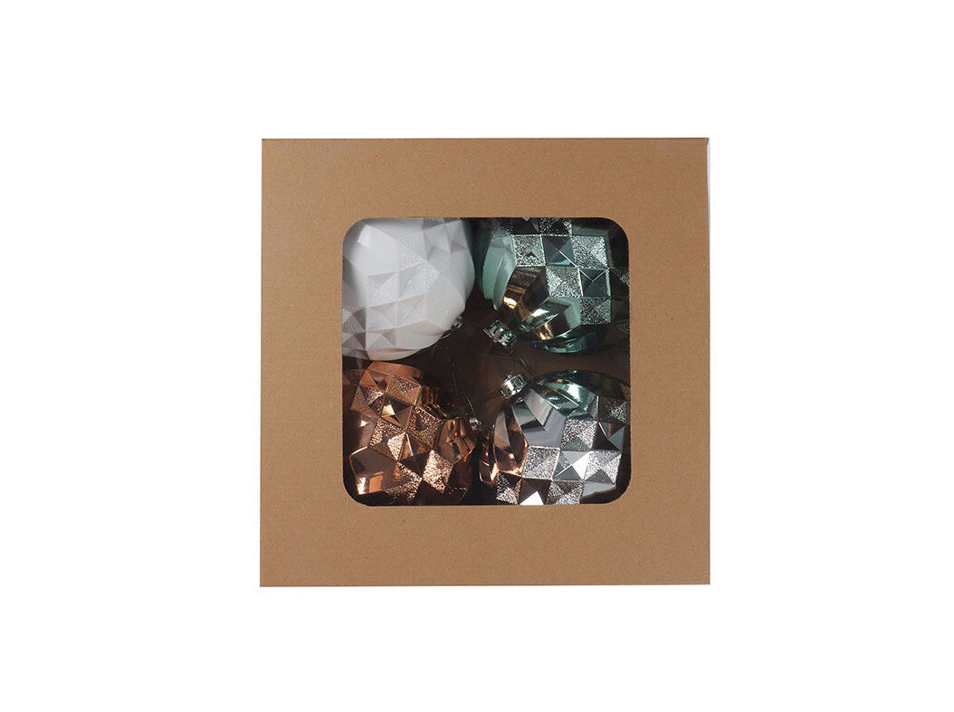 CAIXA COM 4 BOLAS PL&Aacute;STICO ACTUEL COM RELEVOS 15CM image number 0