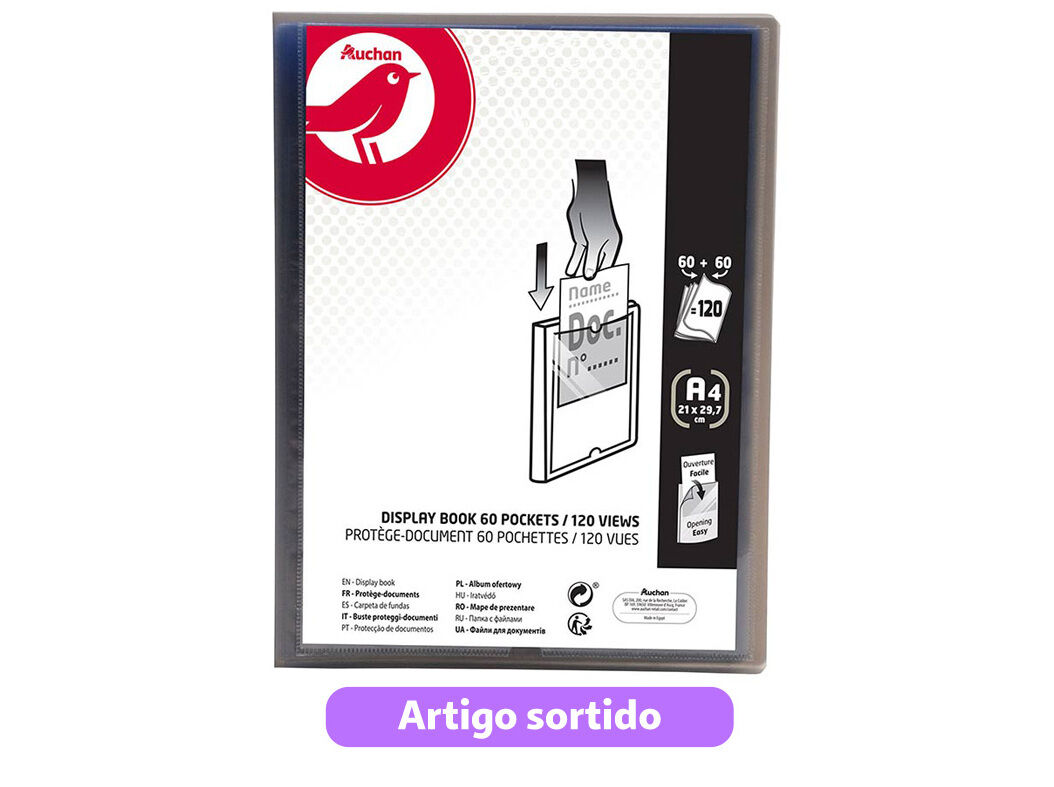 PORTF&Oacute;LIO AUCHAN A4 60+60 BOLSAS CORES SORTIDAS image number 3