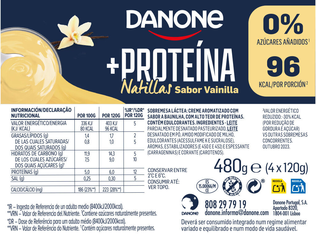 SOBREMESA DANONE PROTE&Iacute;NA BAUNILHA 4X120G image number 1