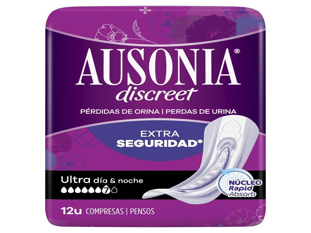 Pensos Incontin&ecirc;ncia Ultra Dia e Noite Ausonia Discreet 12 un image number 2