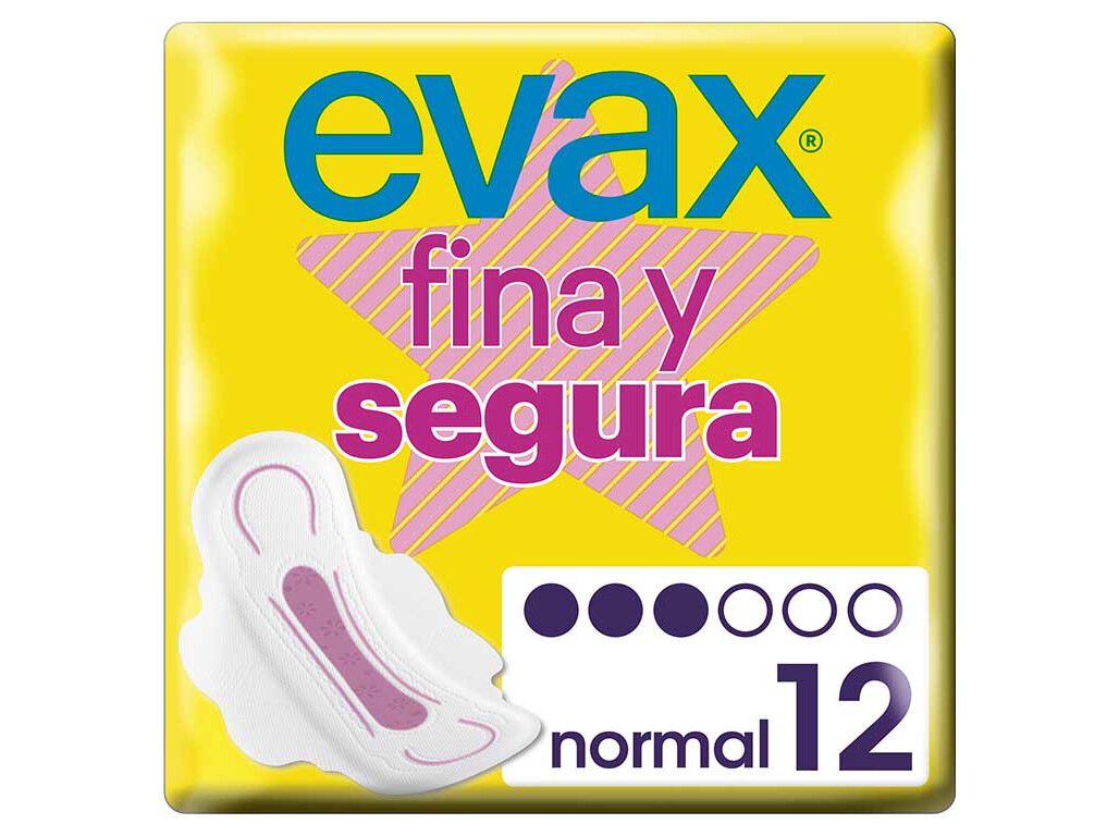 PENSOS HIGI&Eacute;NICOS FINA & SEGURA NORMAL ALAS EVAX 12UN