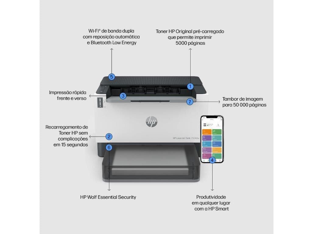 IMPRESSORA MULTIFUN&Ccedil;&Otilde;ES HP TANK 2504DW LASERJET image number 11