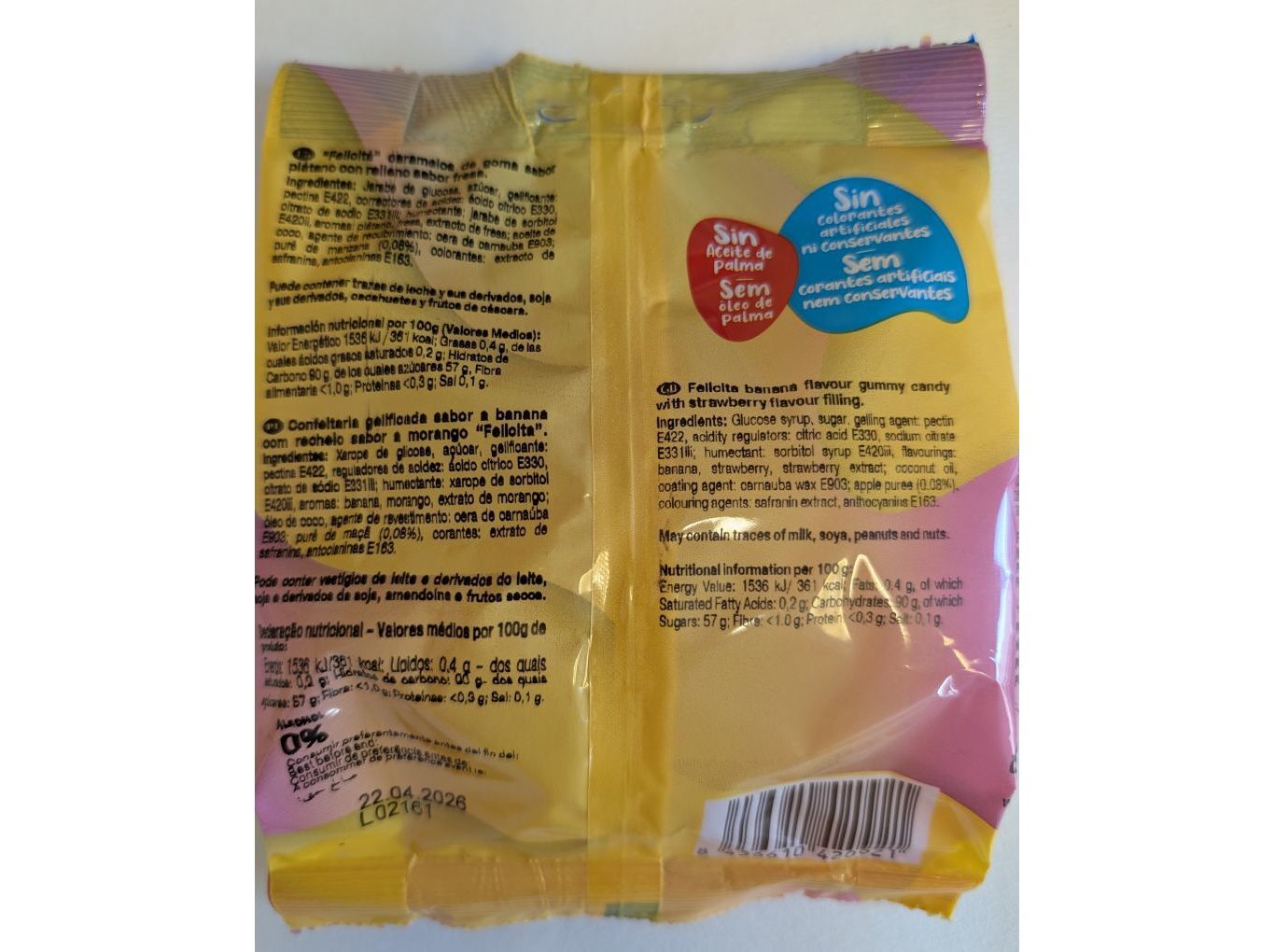 GOMAS FELICITA BANANA MORANGO 72GR image number 1