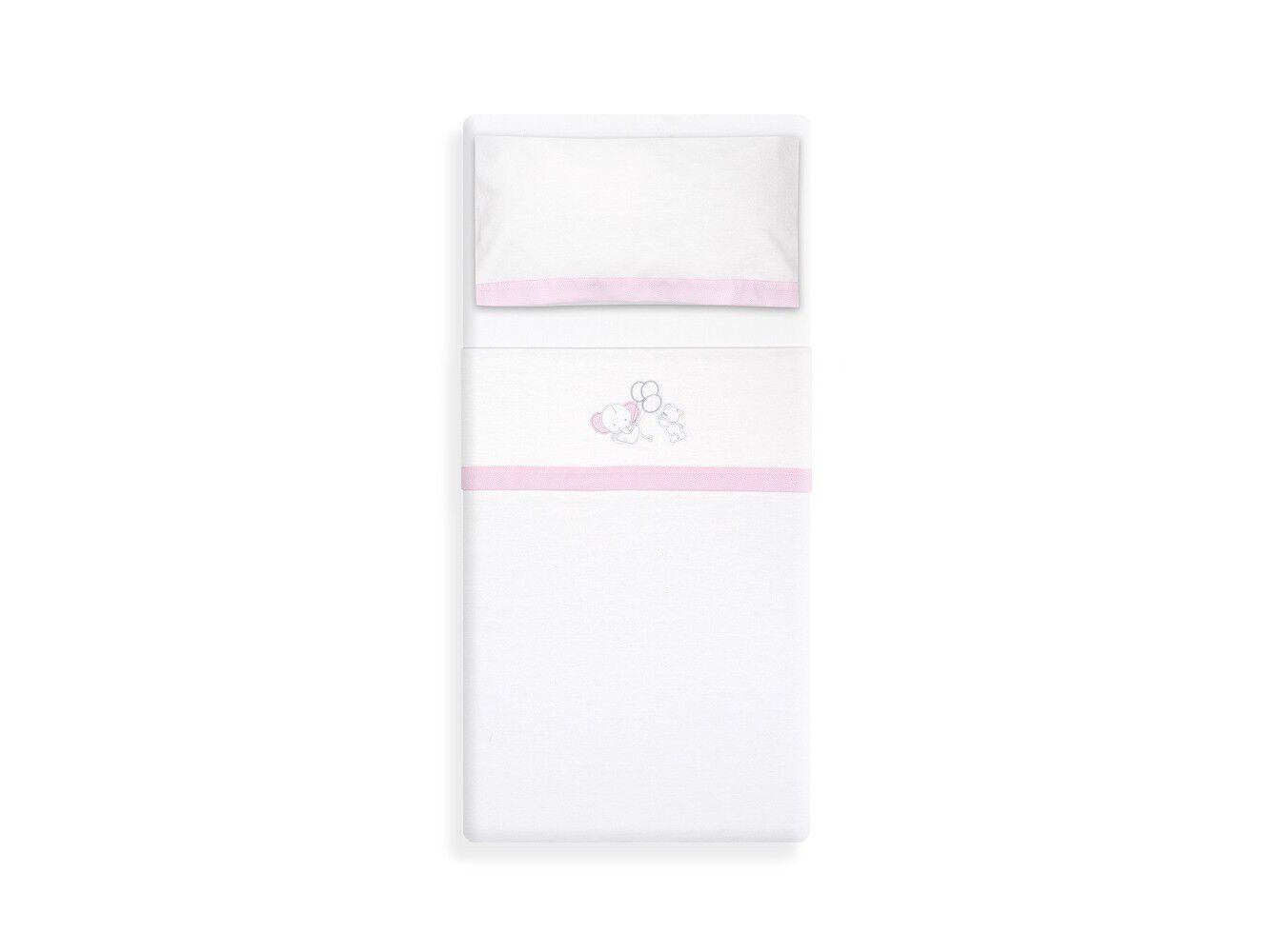 CONJUNTO DE LEN&Ccedil;OIS CAMA INTERBABY FLANELA BRANCO/ROSA image number 1
