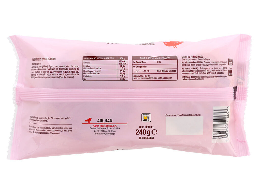 PANQUECAS AUCHAN CONGELADAS 6UN 240G image number 1