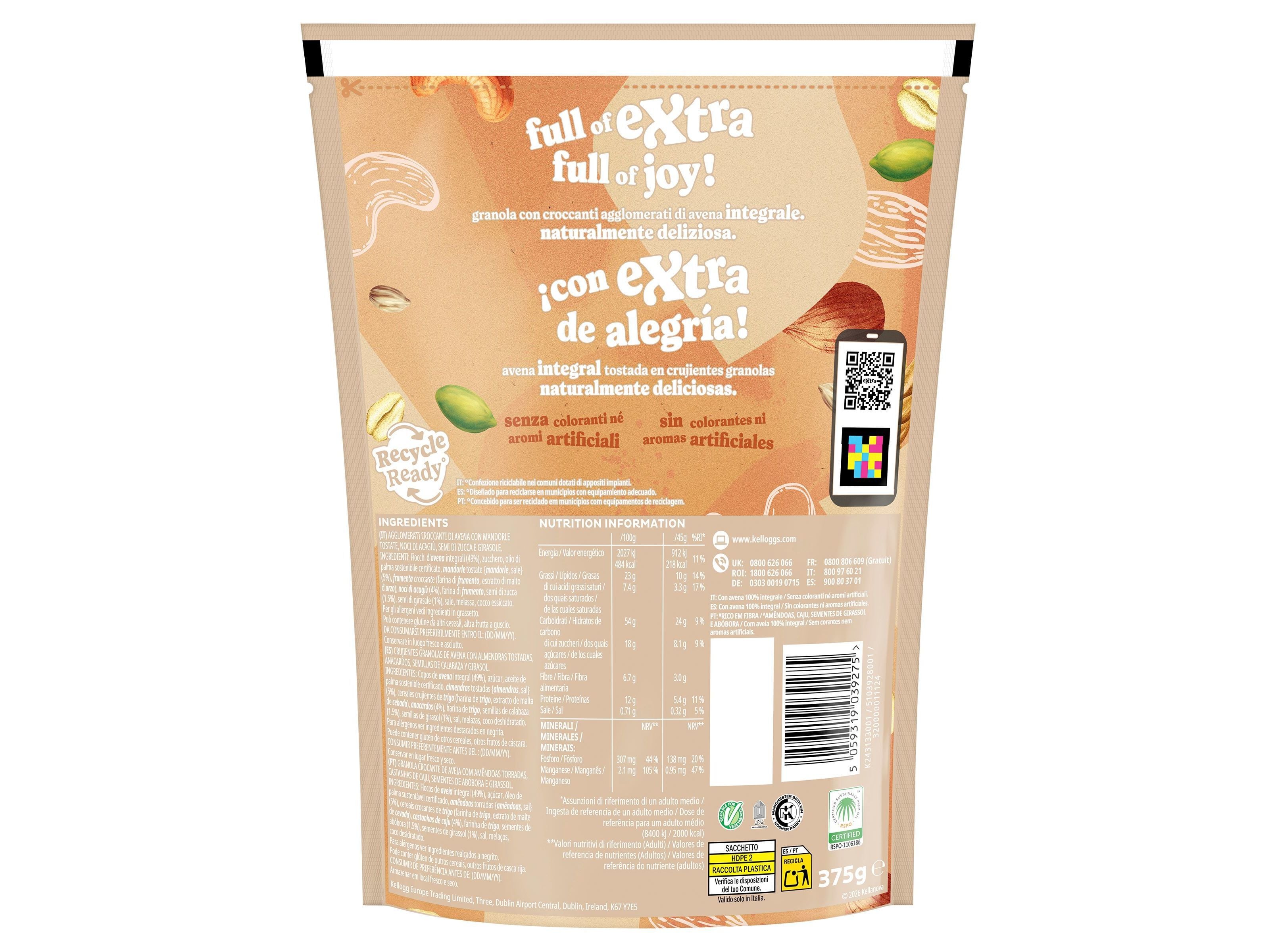 GRANOLA KELLOGG'S EXTRA FRUTO SECOS 375G image number 1